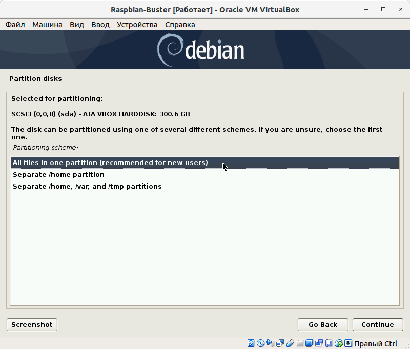 Установка операционной системы Debian Buster with Raspberry Pi Desktop на виртуальную машину VirtualBox